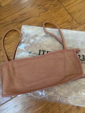 Slim Ribbed Bandeau Tank in Dusty Rose